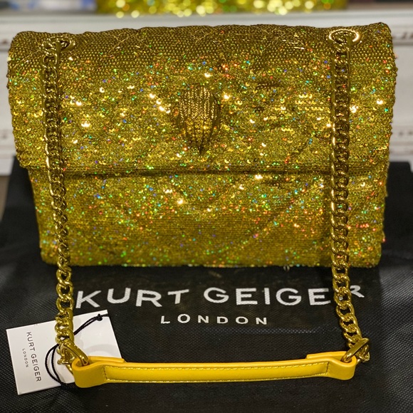 KURT GEIGER LONDON Kensington Gold Sequins Crossbody Bag - Picture 3 of 9